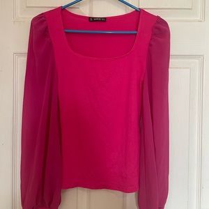 SHEIN Lantern Sleeve Solid Top, XS small size, Pink color